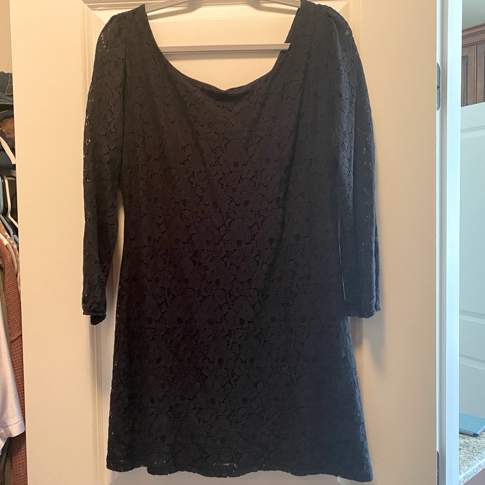 Black Lace long sleeve mini dress